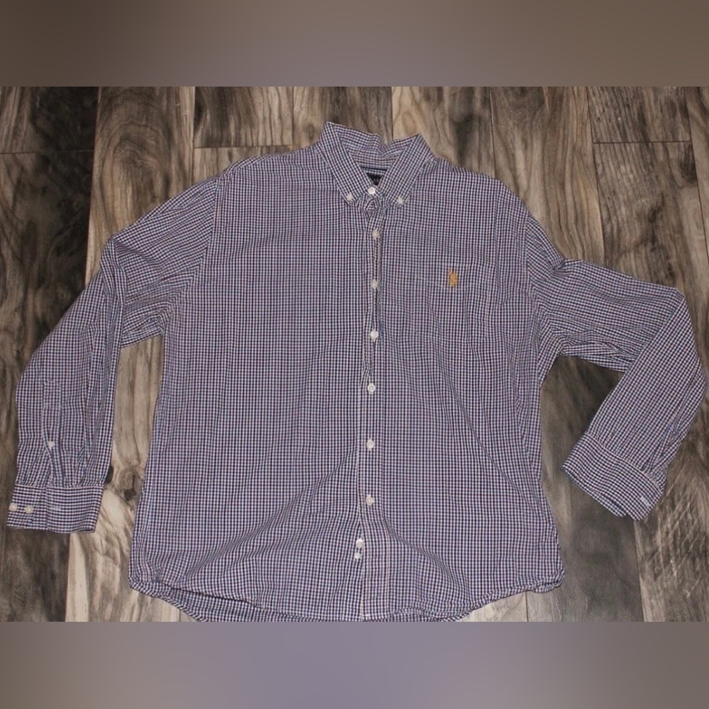 US Polo Assn button down long sleeve plaid shirt size XL *RED, WHITE, BLUE*